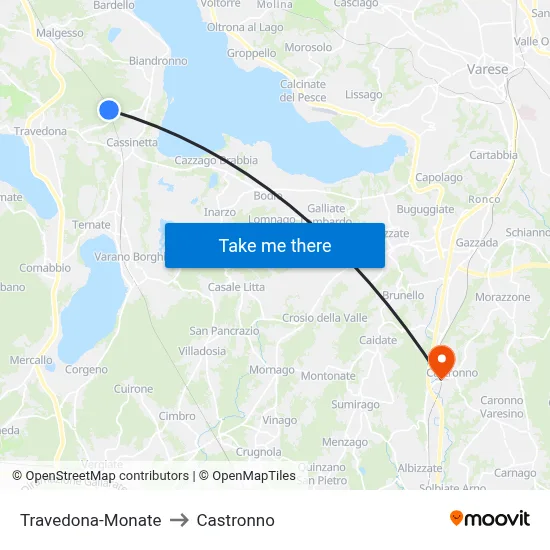 Travedona-Monate to Castronno map