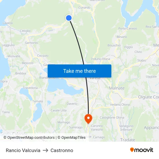 Rancio Valcuvia to Castronno map