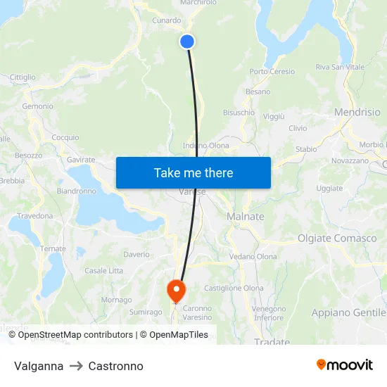 Valganna to Castronno map