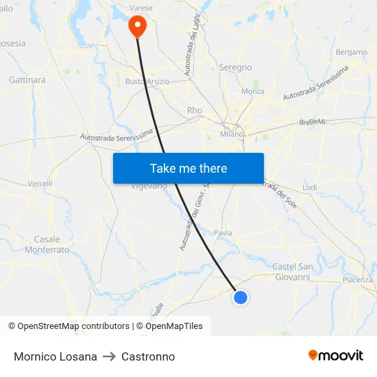 Mornico Losana to Castronno map