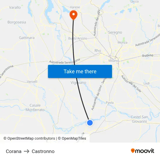 Corana to Castronno map