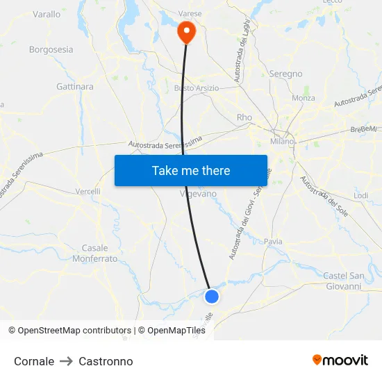 Cornale to Castronno map