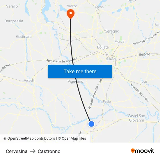 Cervesina to Castronno map