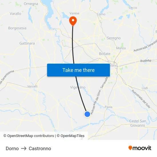 Dorno to Castronno map
