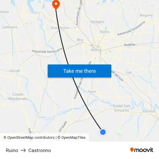 Ruino to Castronno map