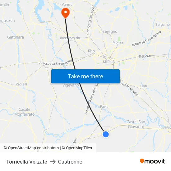 Torricella Verzate to Castronno map