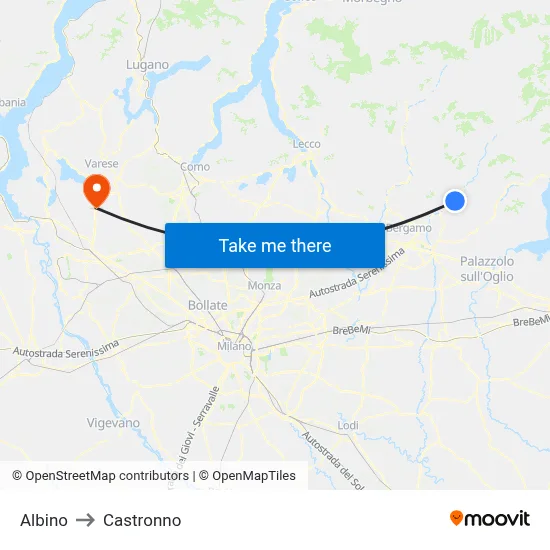 Albino to Castronno map