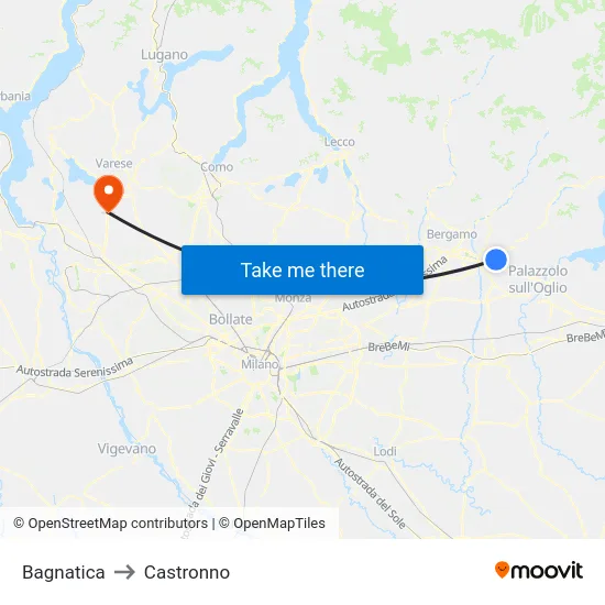 Bagnatica to Castronno map