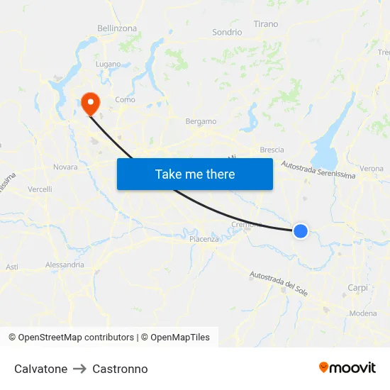 Calvatone to Castronno map