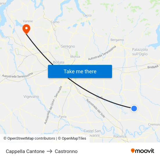 Cappella Cantone to Castronno map