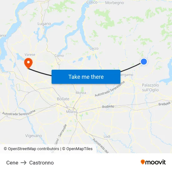 Cene to Castronno map