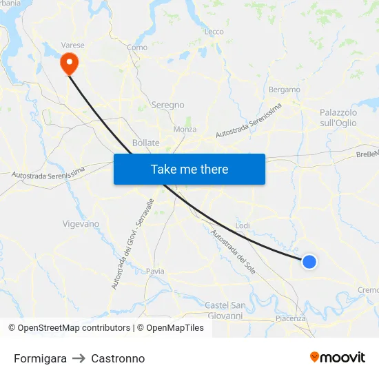 Formigara to Castronno map