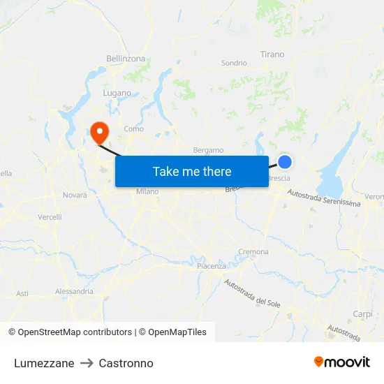 Lumezzane to Castronno map