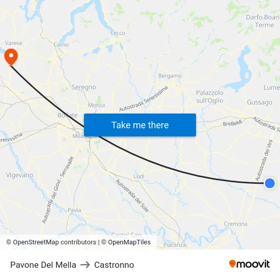 Pavone Del Mella to Castronno map