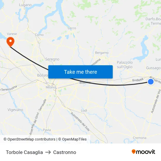 Torbole Casaglia to Castronno map