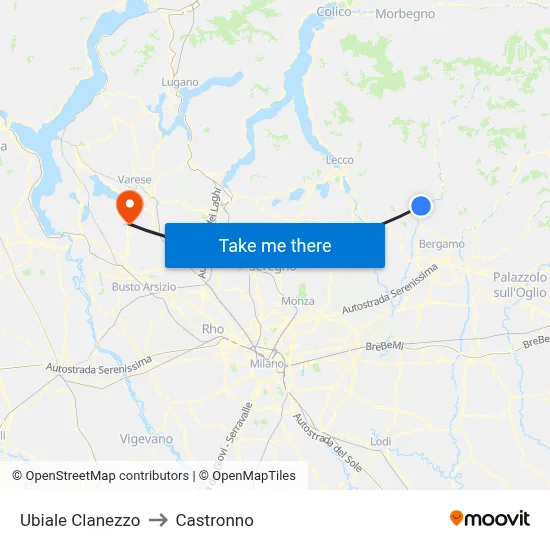 Ubiale Clanezzo to Castronno map