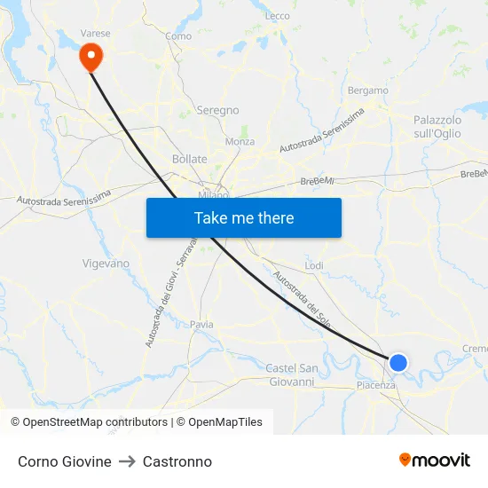 Corno Giovine to Castronno map