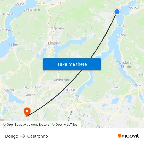 Dongo to Castronno map
