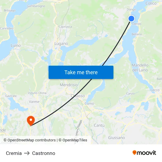 Cremia to Castronno map