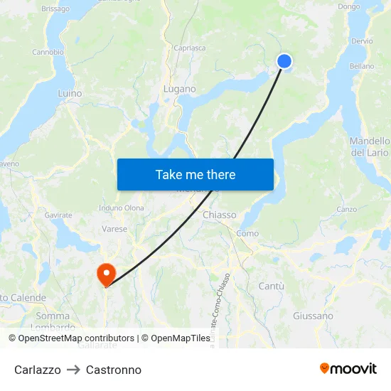 Carlazzo to Castronno map
