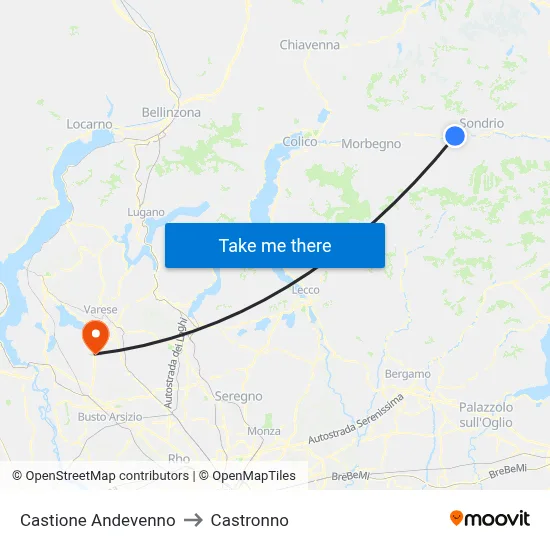 Castione Andevenno to Castronno map