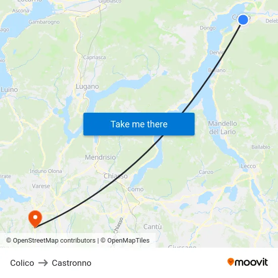 Colico to Castronno map