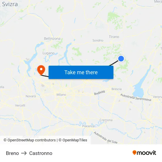 Breno to Castronno map
