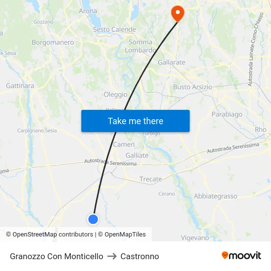 Granozzo Con Monticello to Castronno map