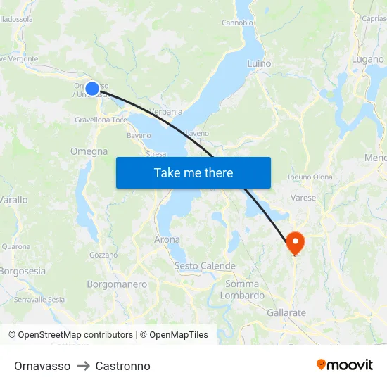 Ornavasso to Castronno map