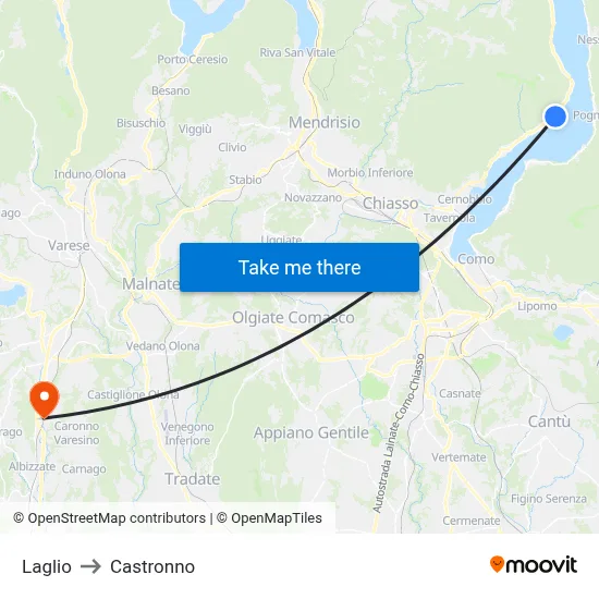 Laglio to Castronno map