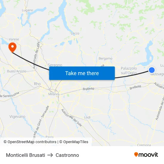 Monticelli Brusati to Castronno map