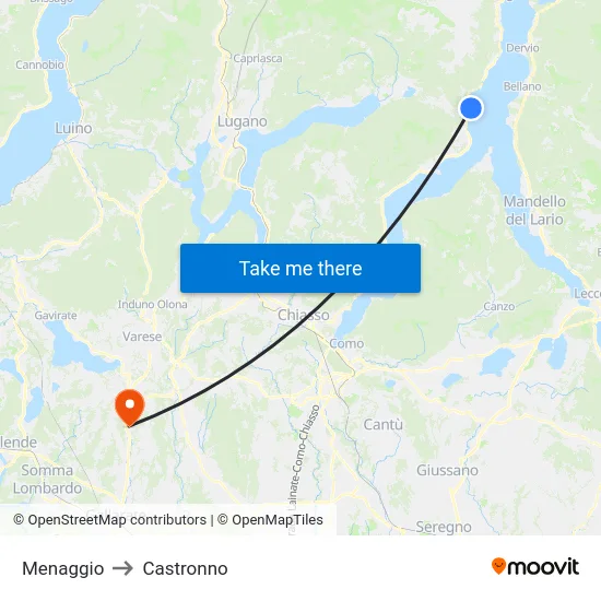Menaggio to Castronno map