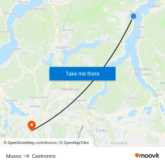 Musso to Castronno map