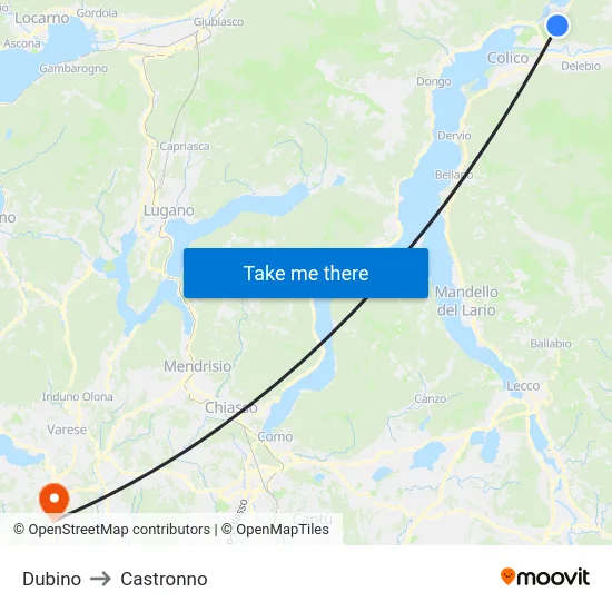 Dubino to Castronno map
