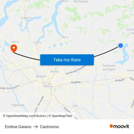 Endine Gaiano to Castronno map
