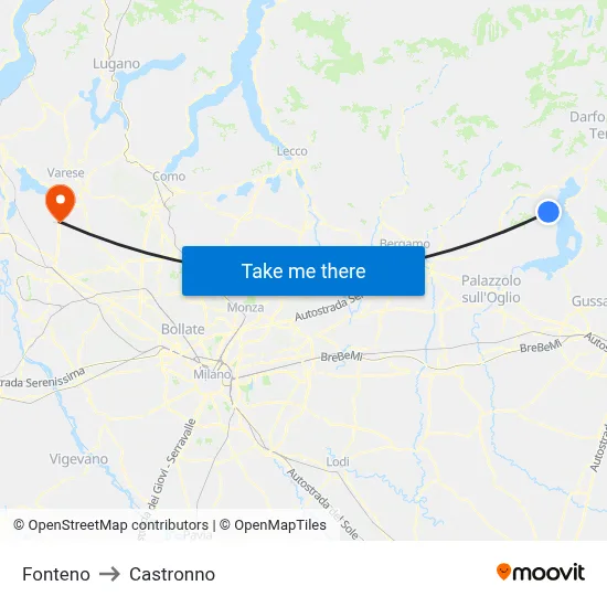 Fonteno to Castronno map