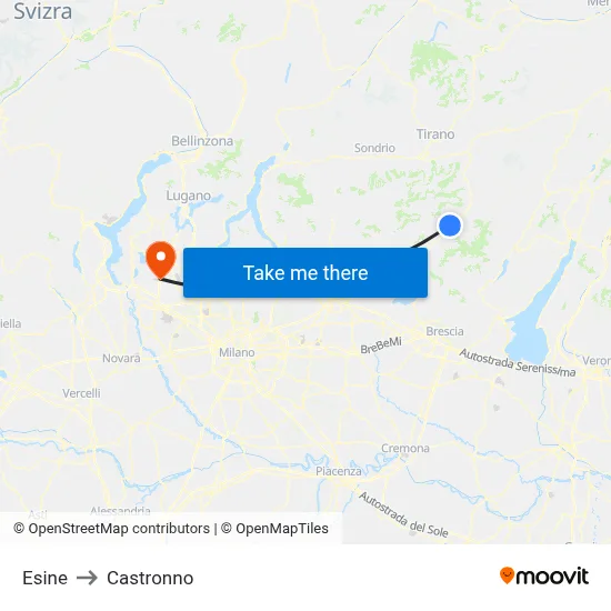 Esine to Castronno map