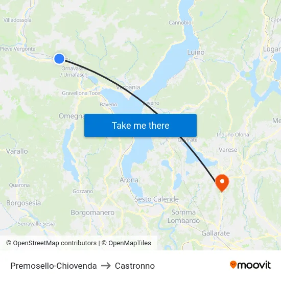 Premosello-Chiovenda to Castronno map