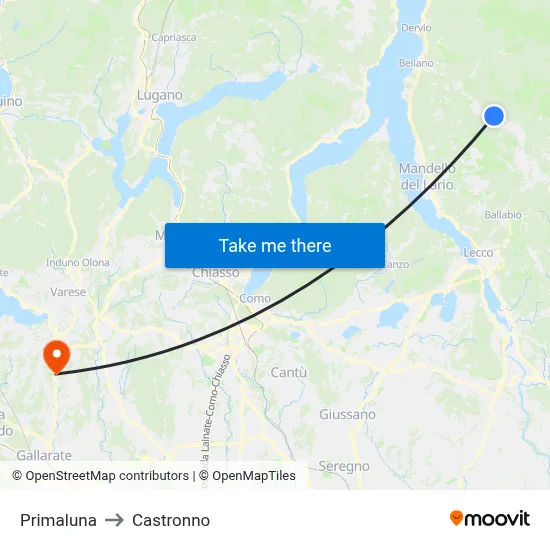 Primaluna to Castronno map