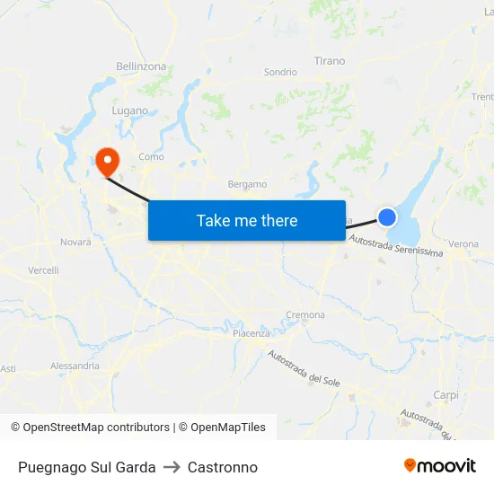 Puegnago sul Garda to Castronno map