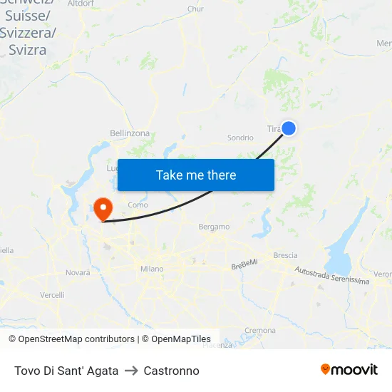 Tovo di Sant'Agata to Castronno map