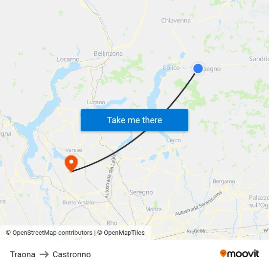 Traona to Castronno map