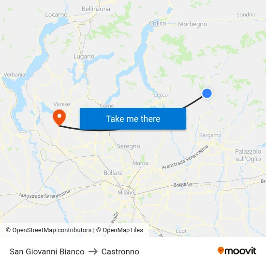 San Giovanni Bianco to Castronno map