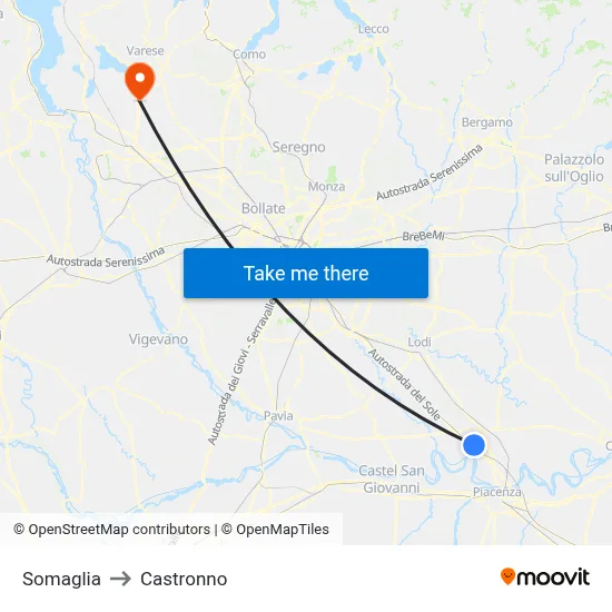 Somaglia to Castronno map
