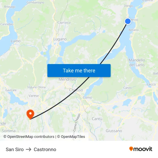 San Siro to Castronno map