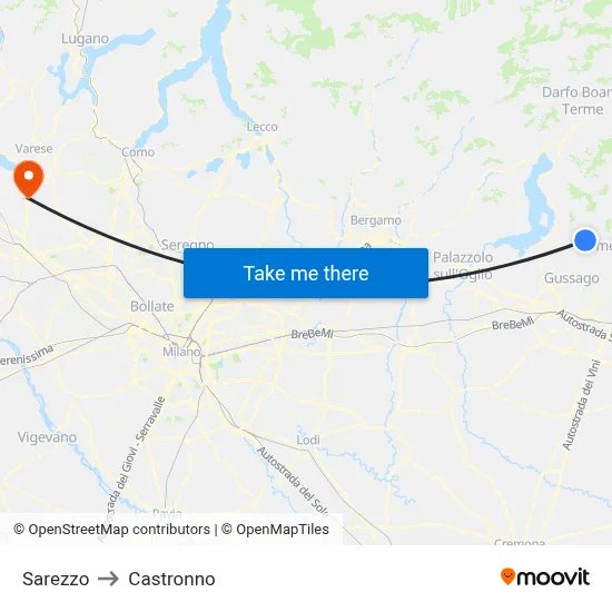 Sarezzo to Castronno map