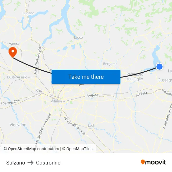 Sulzano to Castronno map