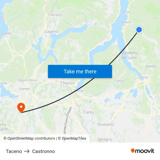 Taceno to Castronno map