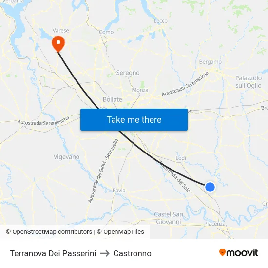 Terranova Dei Passerini to Castronno map