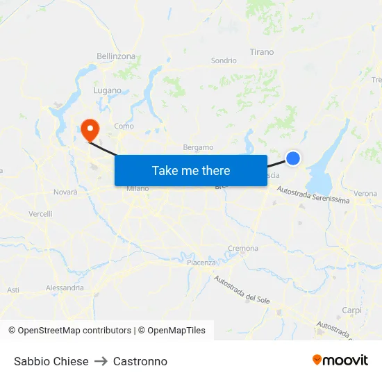 Sabbio Chiese to Castronno map